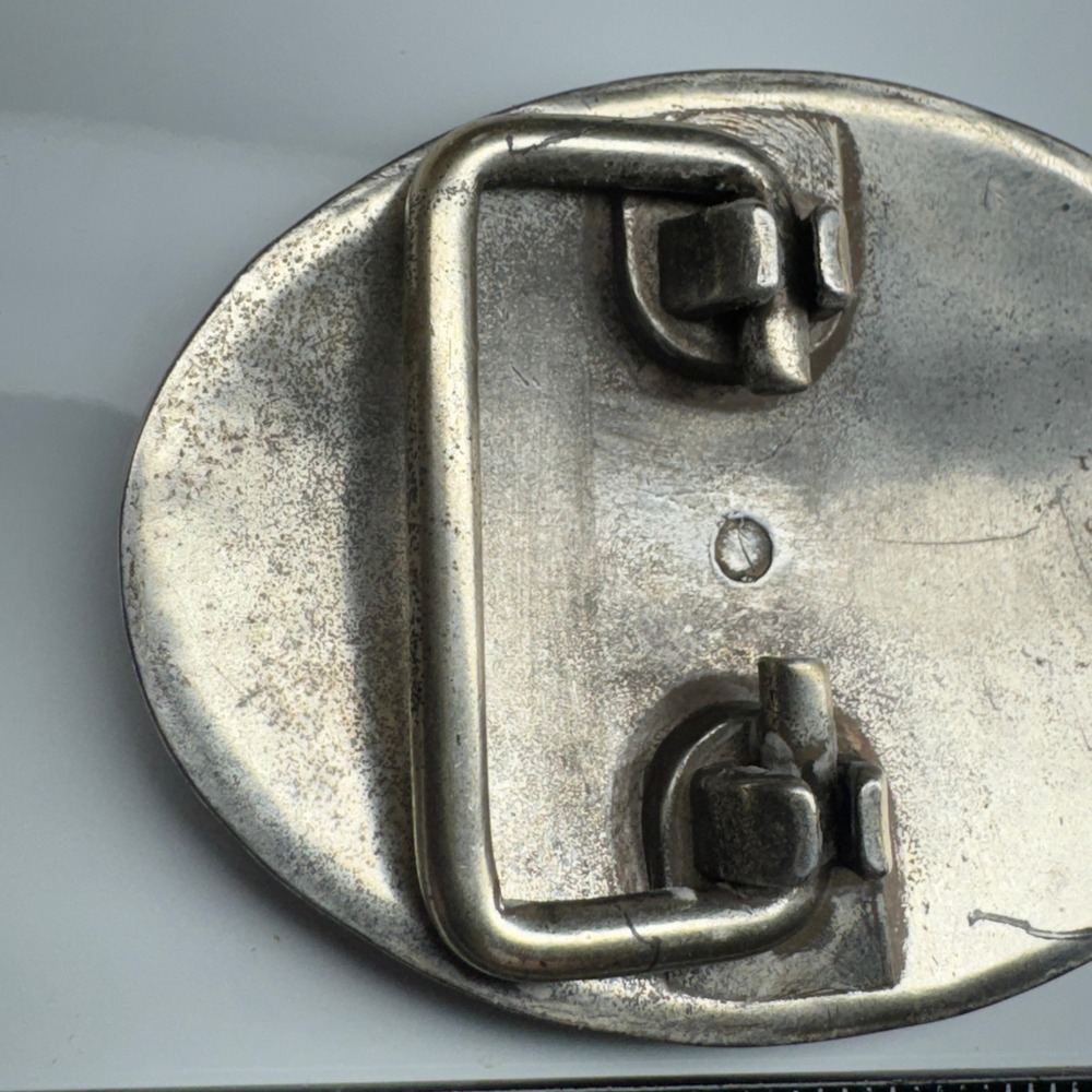 Oval Western Floral Etched Belt Buckle Silver Tone‎ Vintage Cowboy Accessory - Picture 8 of 11